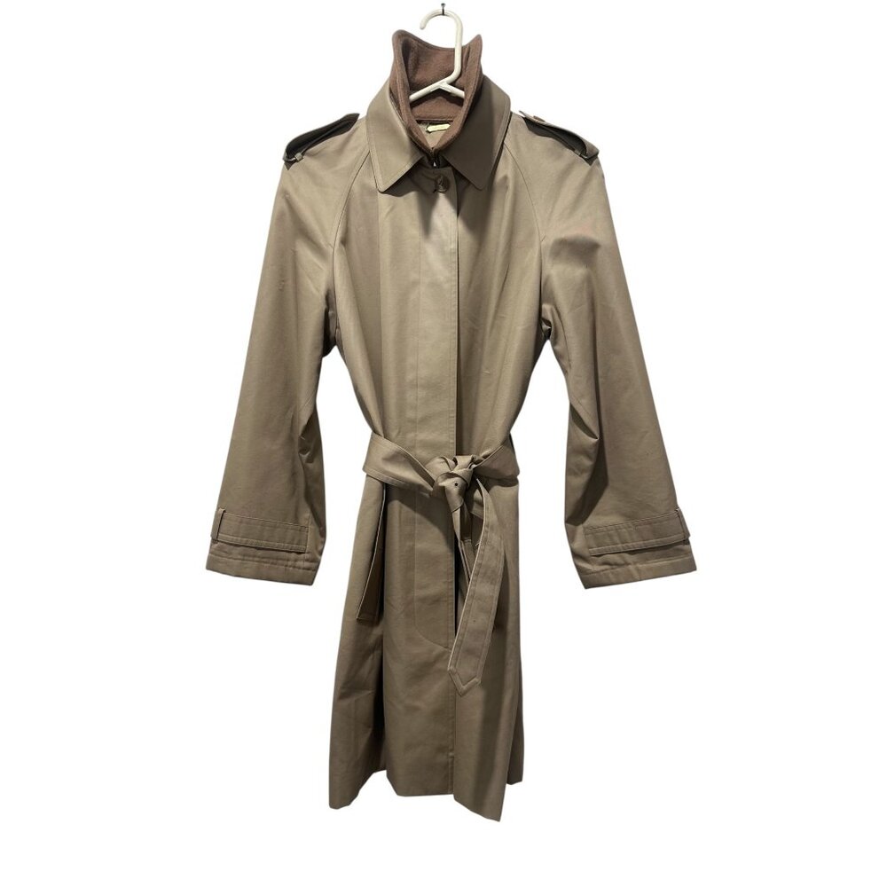 Sanyo Heavy Cotton Trench Coat Womens XS Brown Made in Japan Old Money Luxury